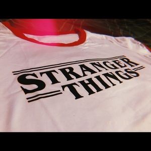 Stranger Things Ringer Tee, Unisex, White